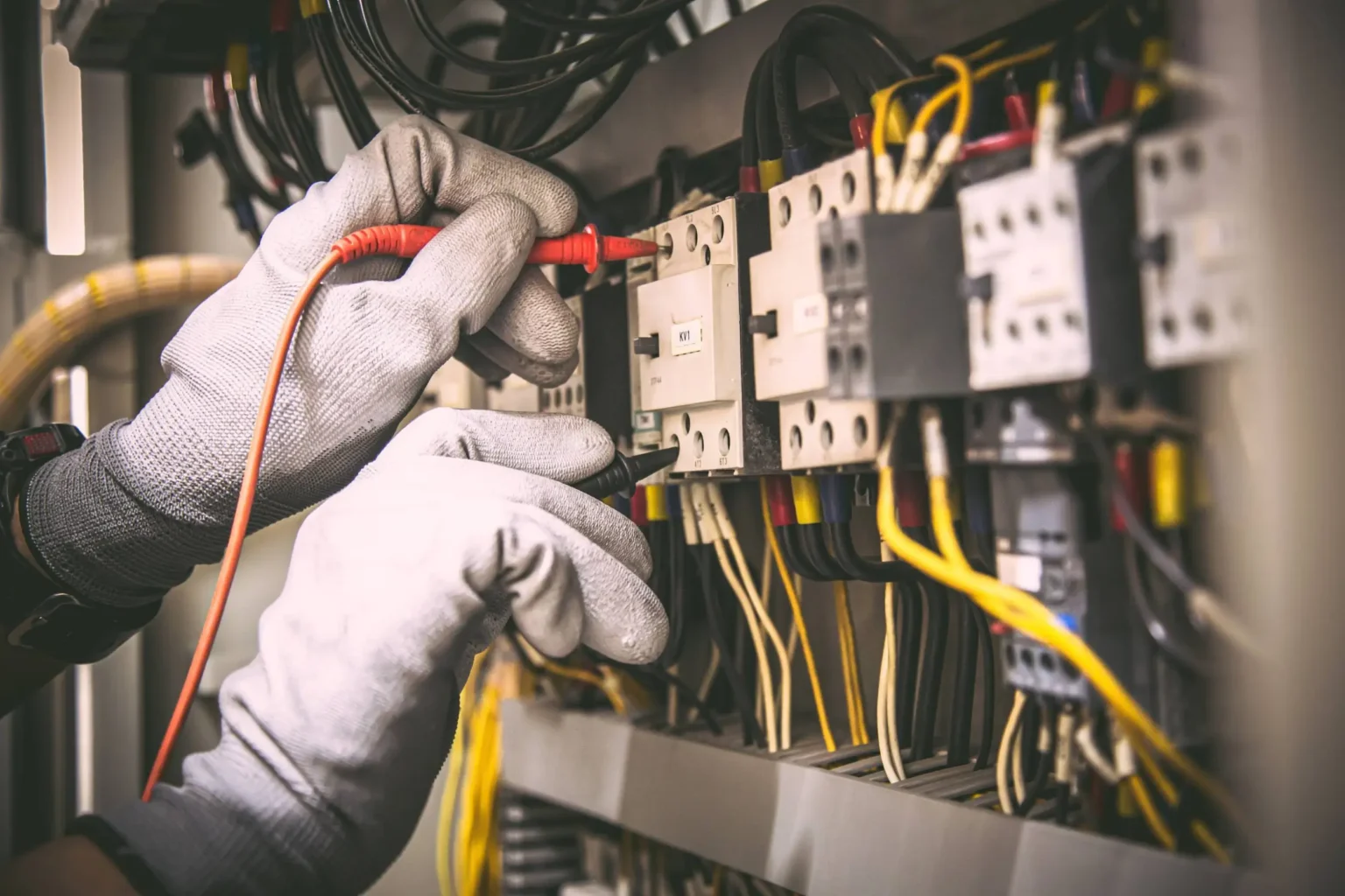 electrician testing electrical panel wiring - L & W Electrical Ltd Electrician testing electrical panel wiring – L&W Electrical Ltd providing professional electrical inspection and maintenance services in Swansea.